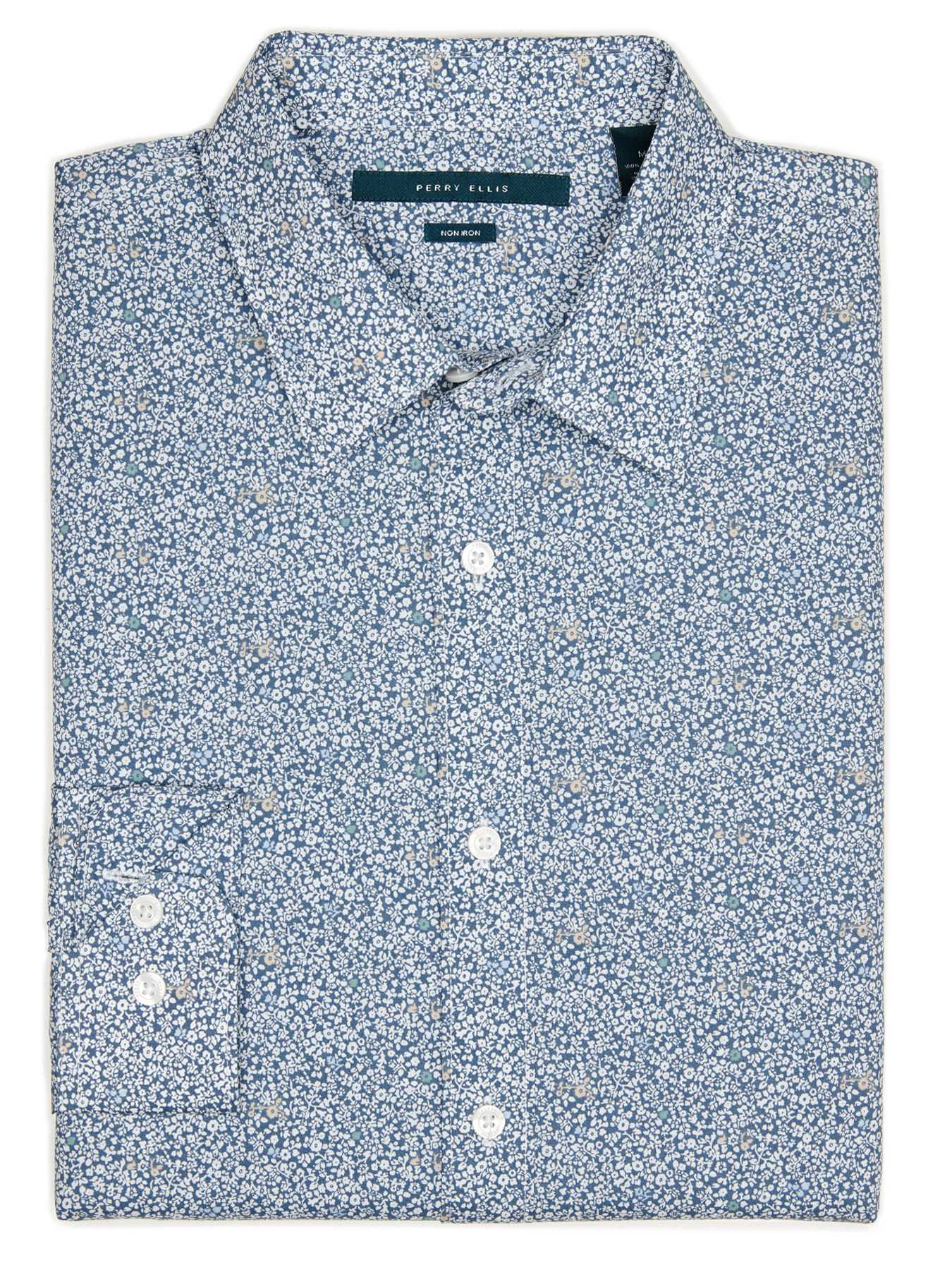 Perry Ellis Non-Iron Mini Floral Print Shirt