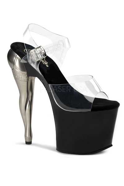 Clear Black Sculpted Leg High Heels