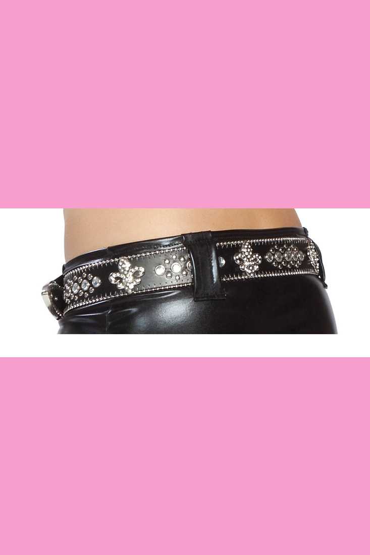 Black Rhinestone Detail Belt