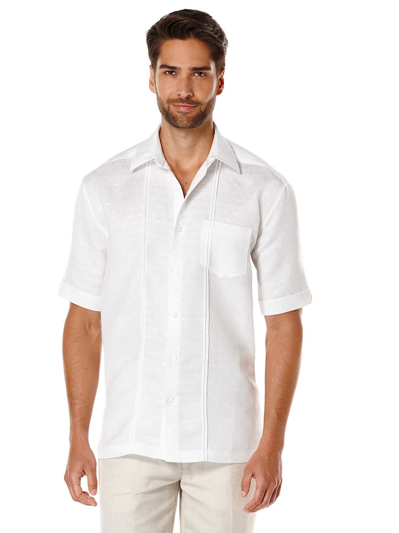 Cubavera Short Sleeve 1 Pocket Dobby Texture with Tucks Shirt