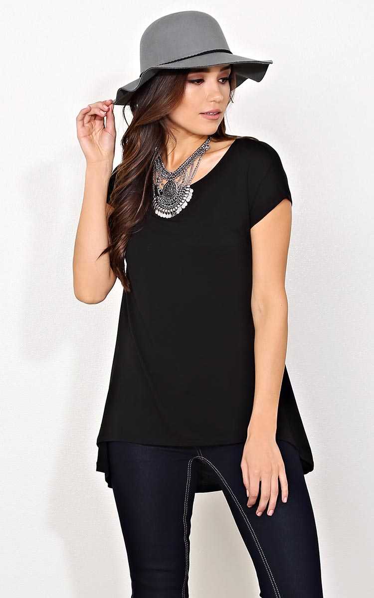 Clara High-low Knit Top - SML - Black in Size Small by Styles For Less