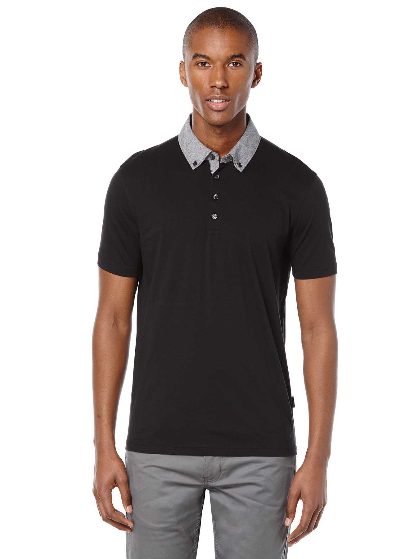 Perry Ellis Short Sleeve Woven Collar Polo