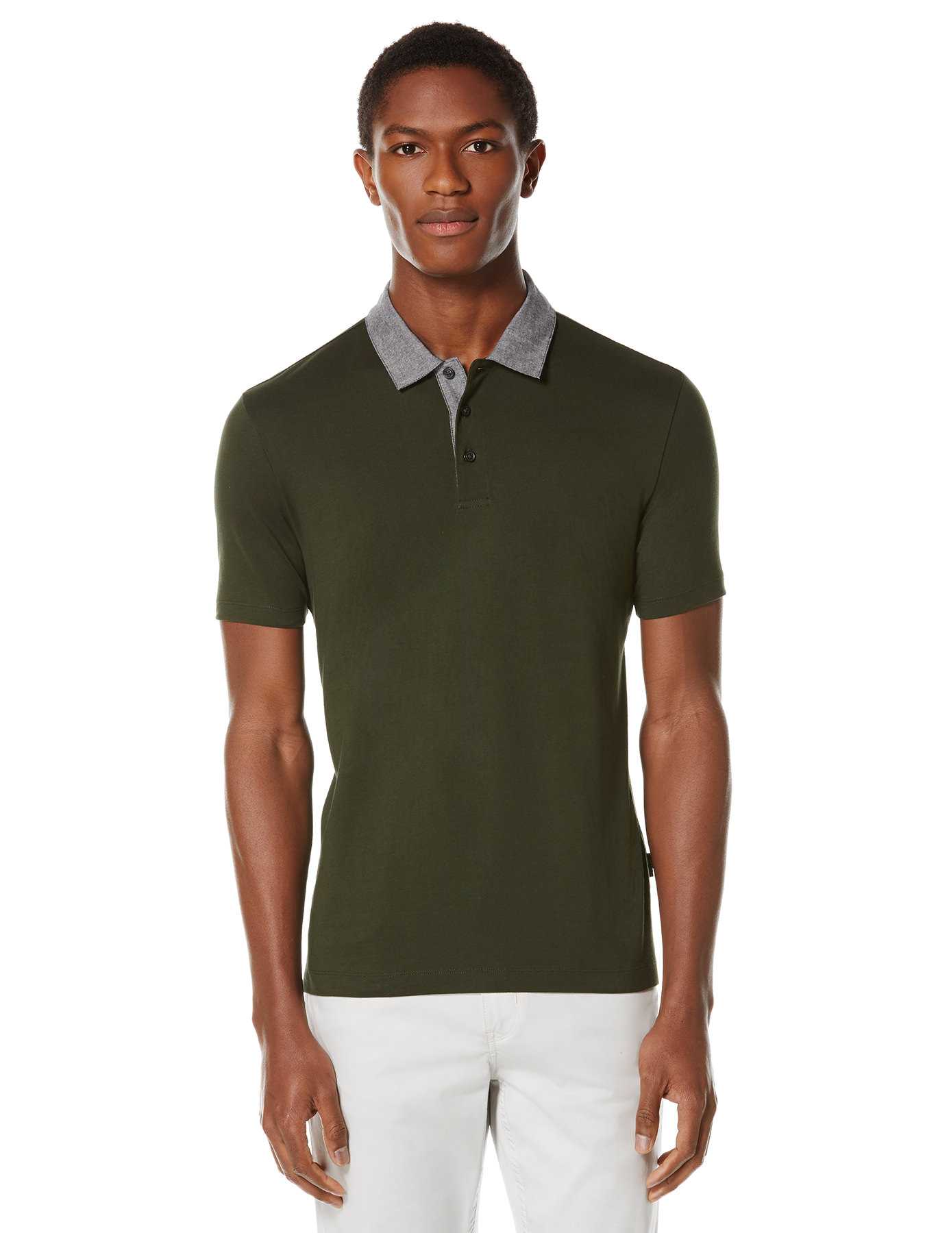 Perry Ellis Short Sleeve Oxford Collar Polo