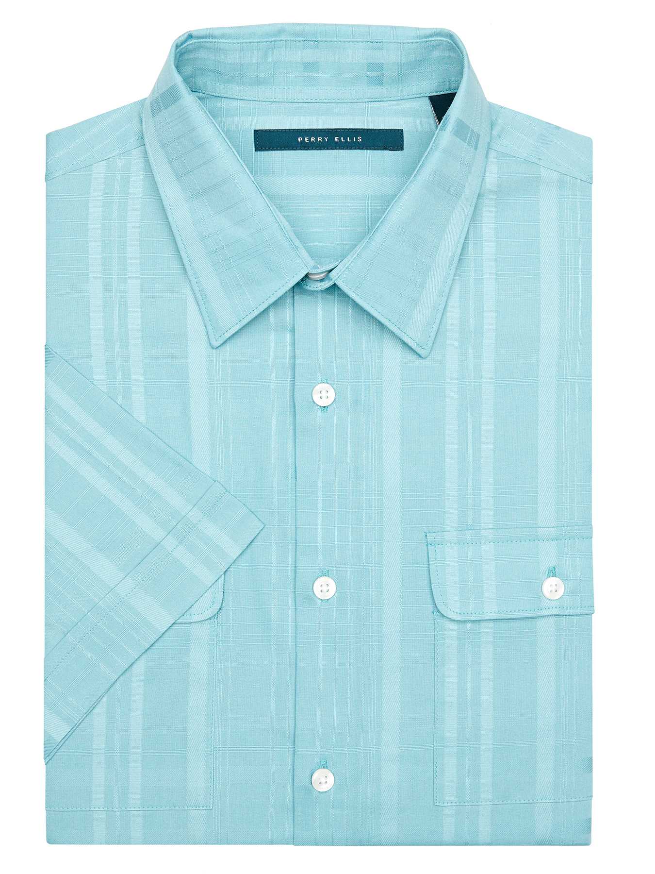 Perry Ellis Short Sleeve Solid Sateen Shirt