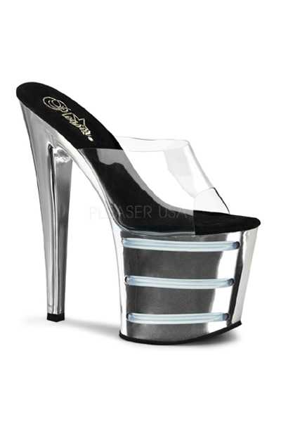 Chrome Light Blue Platform High Heels