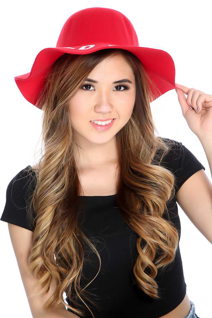 Red Graphic Print Brim Floppy Hat