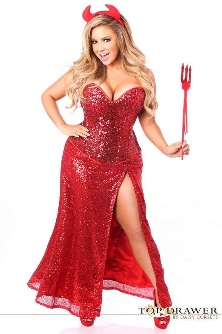 Devil Sequin Strapless Sexy Plus Size Costume
