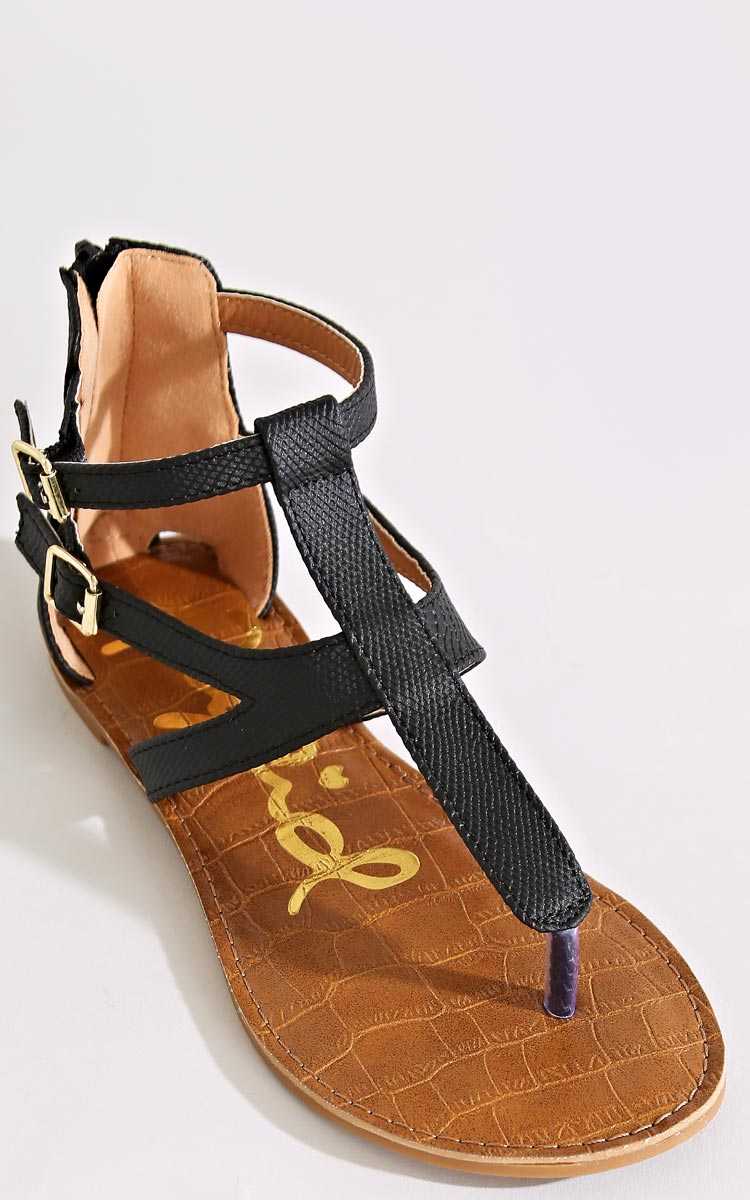 QUPID Trina T Strap Sandals - Black in Size by Styles For Less