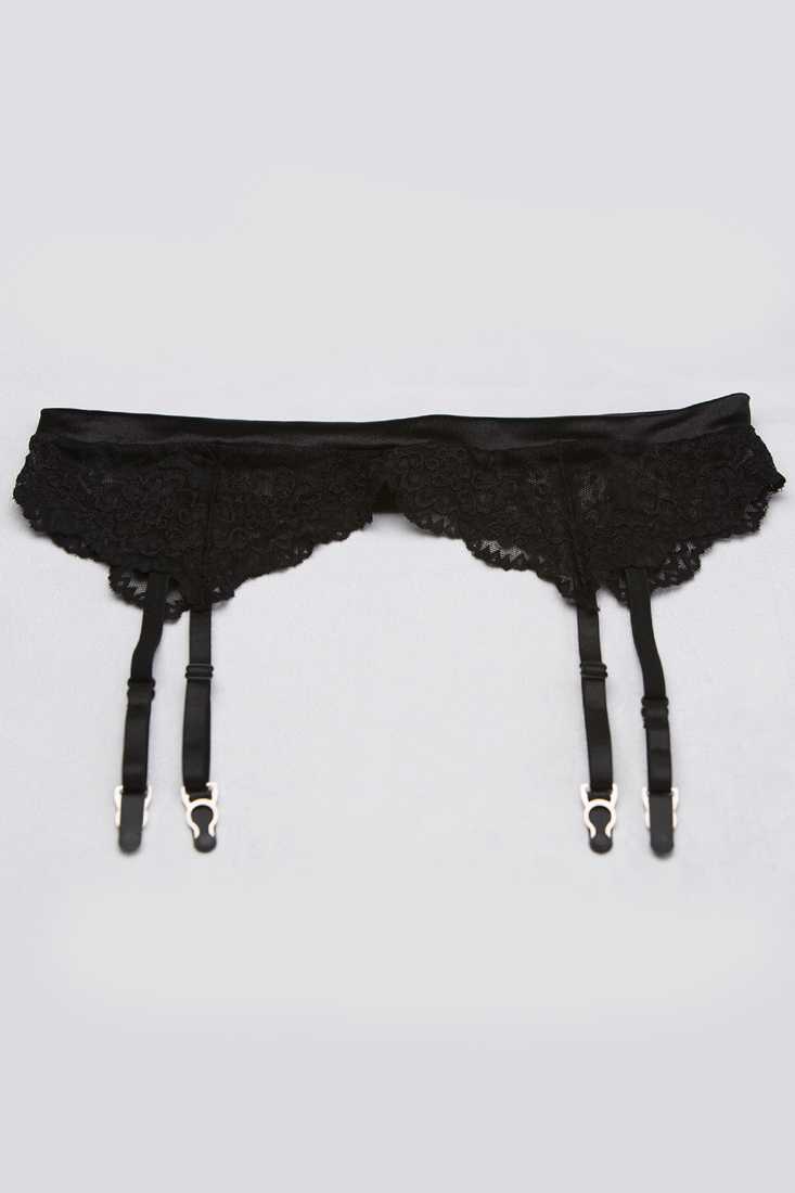 Black Spandex Band Garter Belt