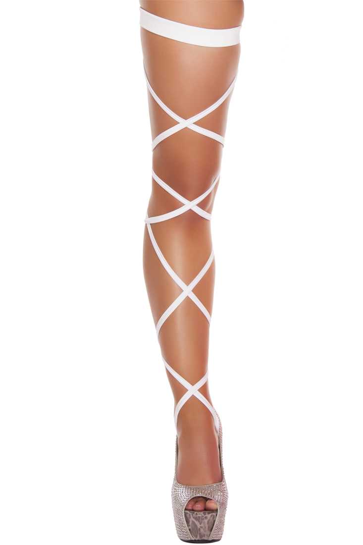 White Solid Leg Strap with Attached Garter