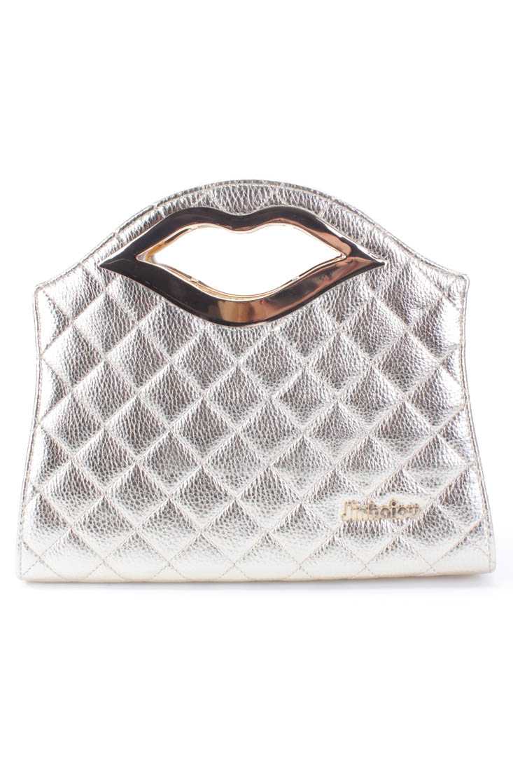 Gold Faux Leather Quilted Tote Handbag
