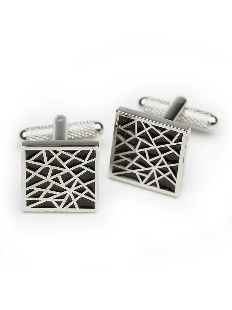 Perry Ellis Bamboo Silver Cufflinks