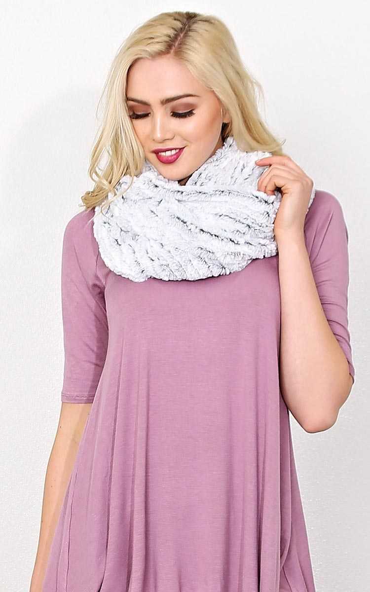 Twisted Faux Fur Snood - N/S - White Combo by Styles For Less