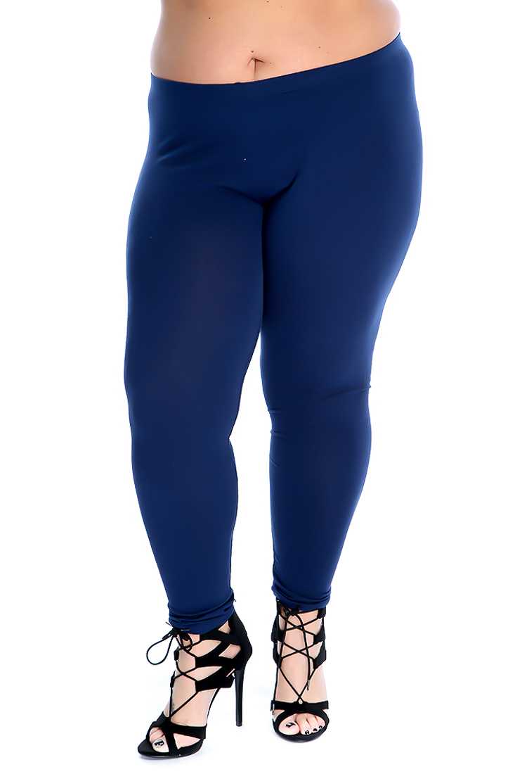 Stylish Navy Plus Size Elastic Leggings
