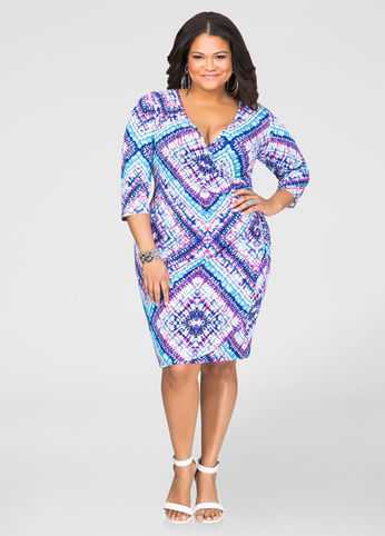 Printed Grommet Lace-Up Side Dress