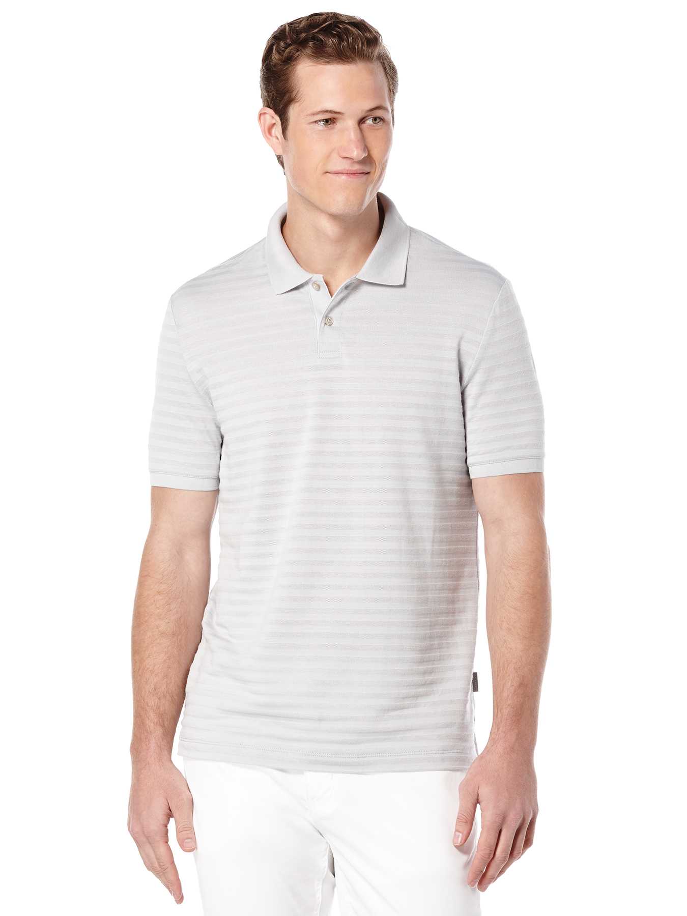 Perry Ellis Short Sleeve Textured Stripe Polo