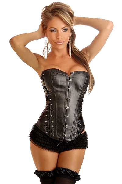 Black Vegan Leather Lace Up Sides Corset Top