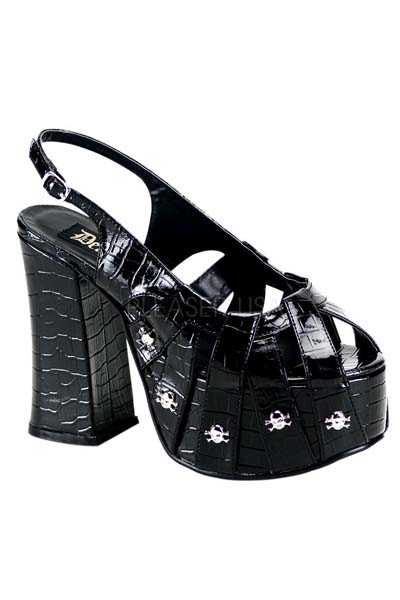 Black Textured Croc Studded Goth High Heels