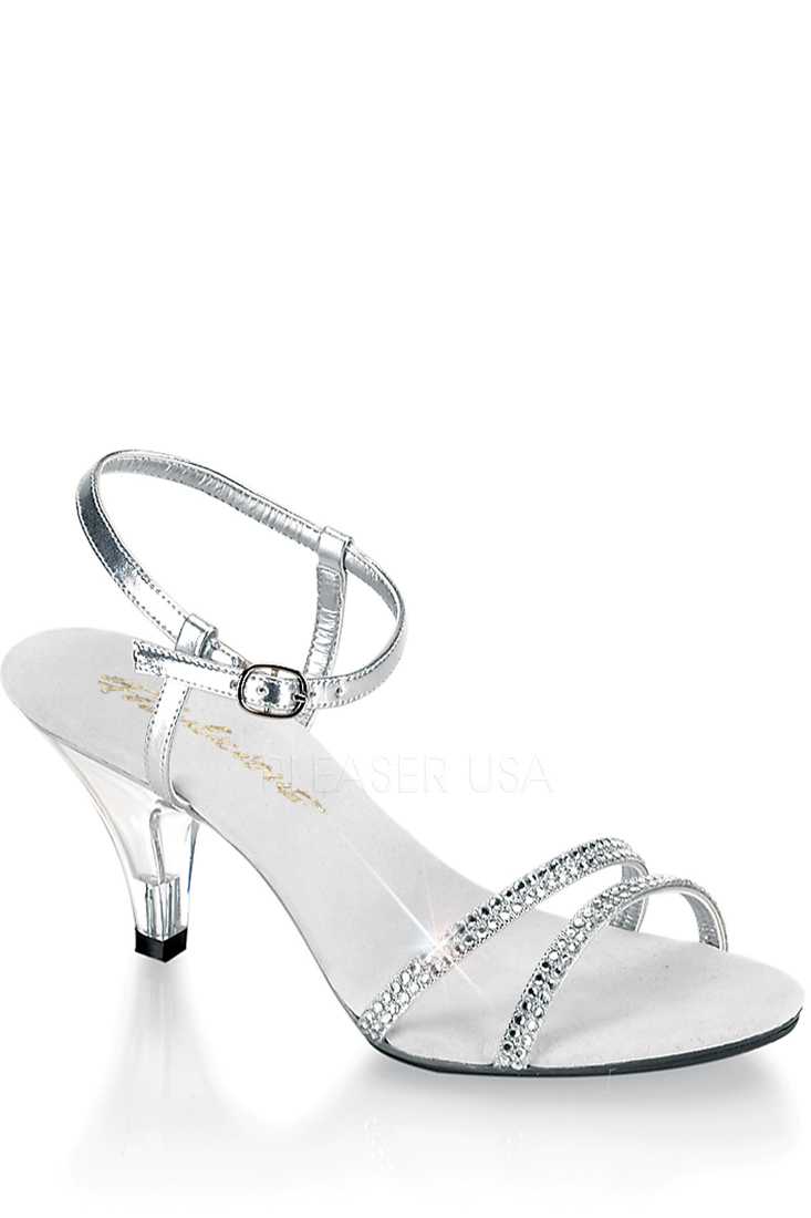 Silver Metallic Clear Open Toe Sandal High Heels
