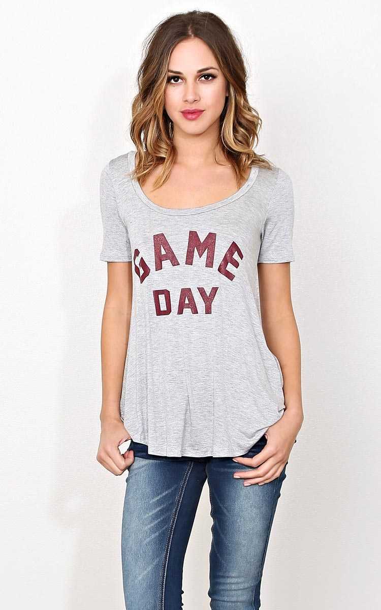 GAME DAY Knit Top - LGE - Heather in Size Large by Styles For Less