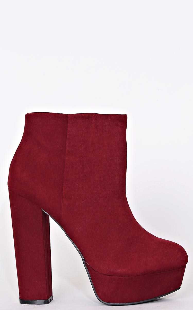 BAMBOO Odette Platform Booties - Wine/Cran in Size by Styles For Less
