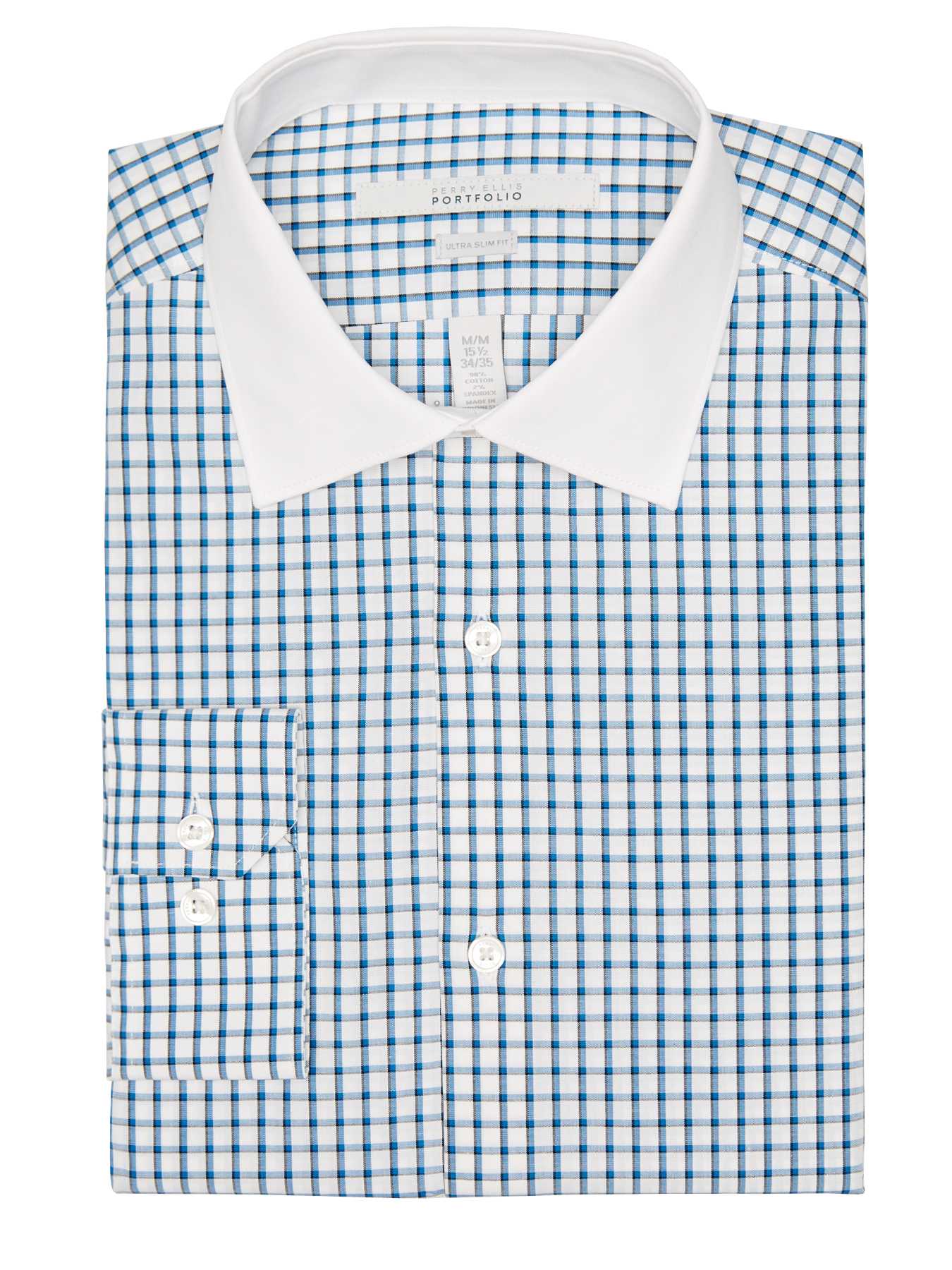 Perry Ellis Ultra Slim Checkered Dress Shirt