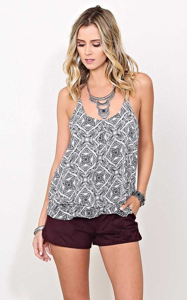 Avery Tiered Woven Tank - - Black Combo in Size by Styles For Less
