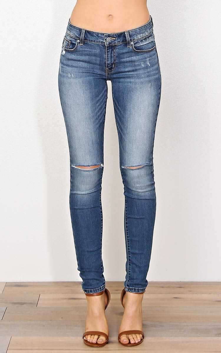 Dale Ripped Knee Skinny Jeans - Med Destroyed in Size by Styles For Less