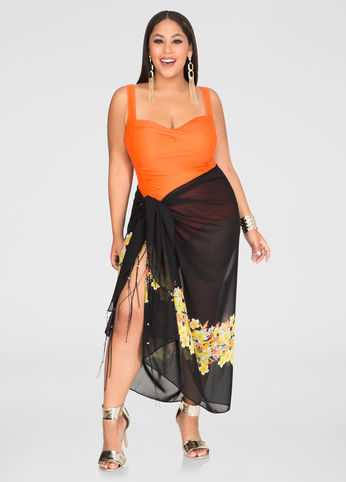 Tropical Print Sarong Wrap
