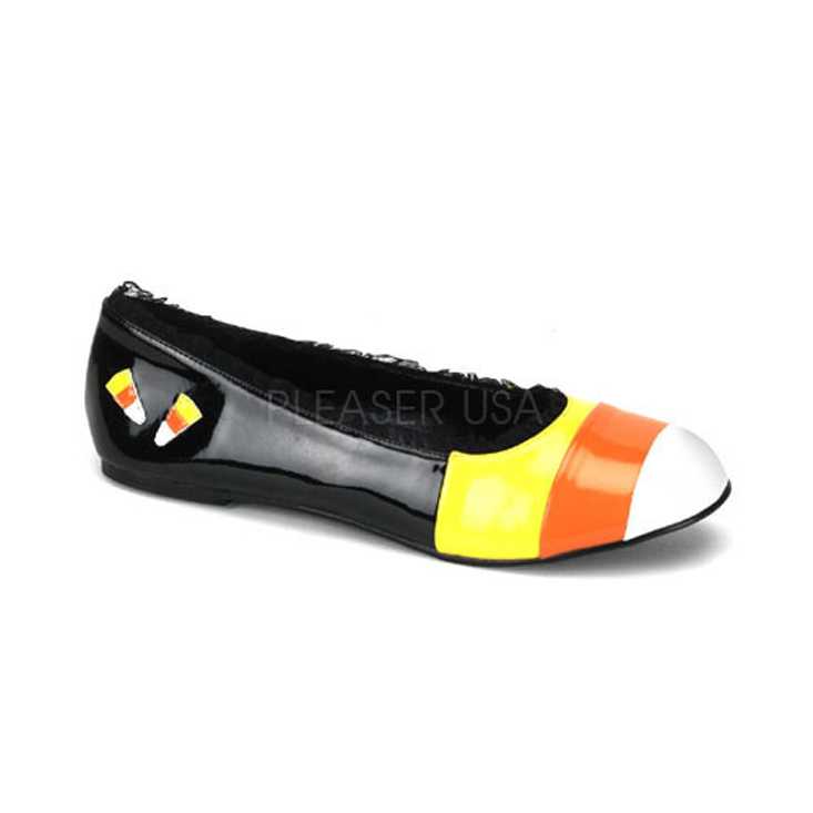 Black Yellow Orange White Patent CandyCorn Flats