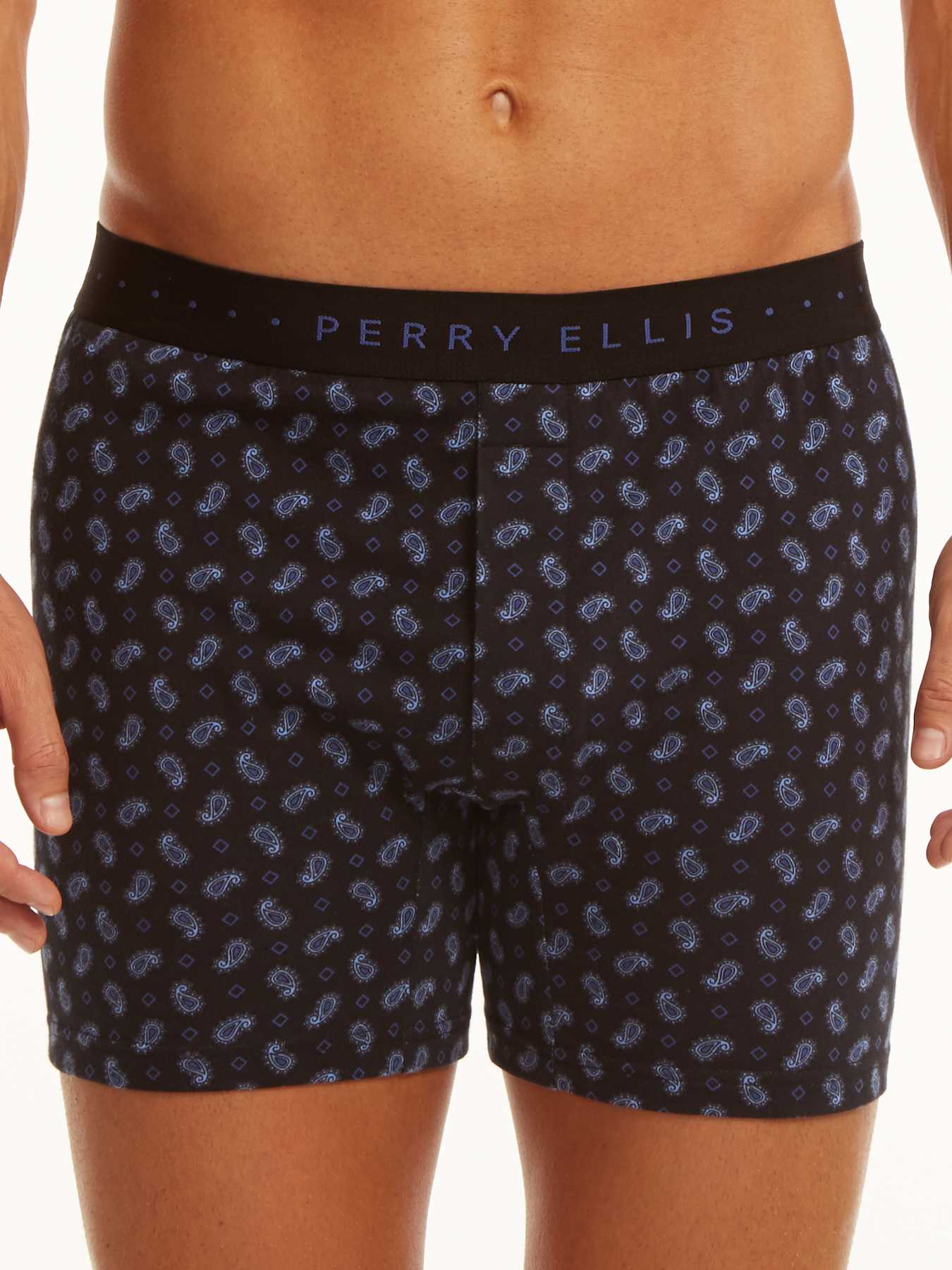 Perry Ellis Paisley Trim Cotton Boxer