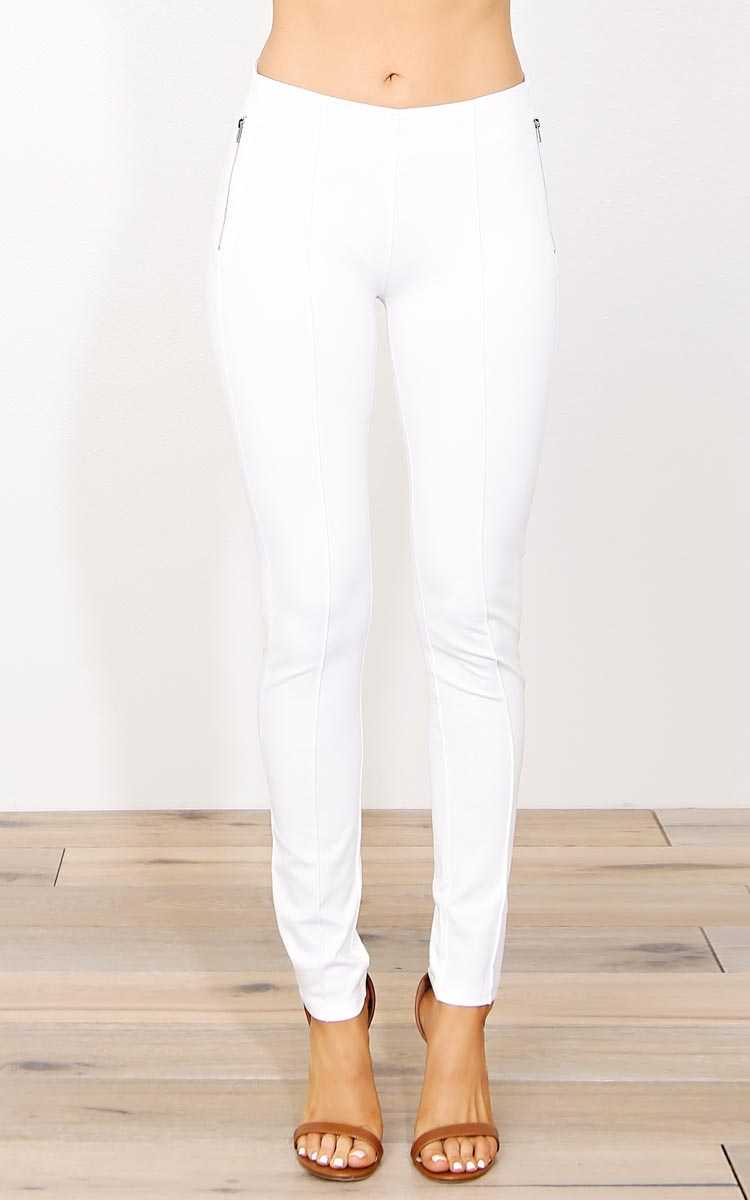 Christa Ponte Jeggings - LGE - White in Size Large by Styles For Less