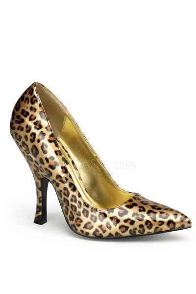 Gold Cheetah Pantent Faux Leather Print Pointy Toe Sexy Pump High Heels