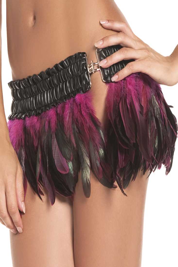 Hot Pink Feather Mini Skirt Sexy Costume