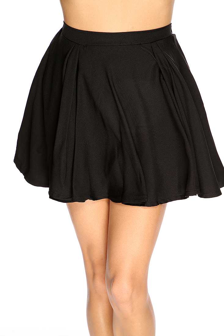 Black High Waist Cute Skater Skirt