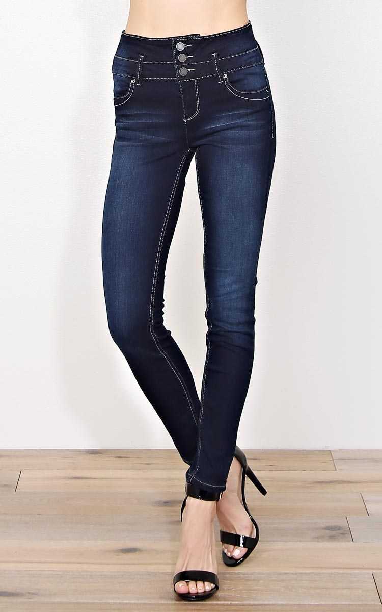 YMI Bree High Waisted Denim Skinny Jeans - Dark Denim in Size by Styles For Less