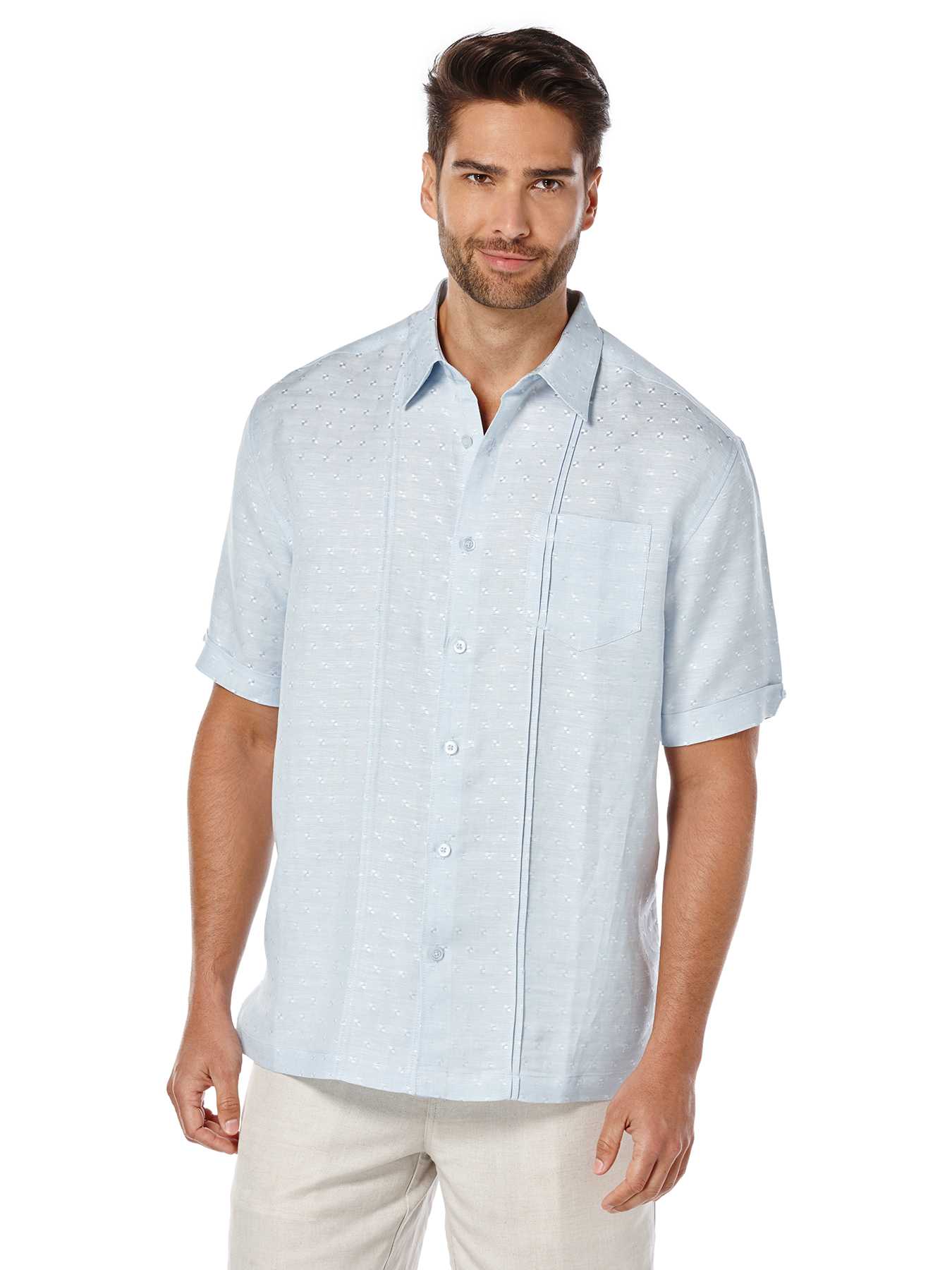 Cubavera Short Sleeve 1 Pocket Dobby Texture with Tucks Shirt