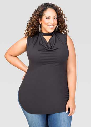 Drape Front Choker Top