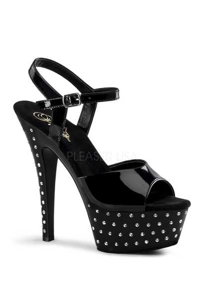Black Patent Rhinestone Platform High Heels