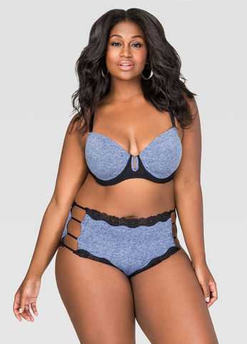 Heathered Cut-Out Hipster Panty