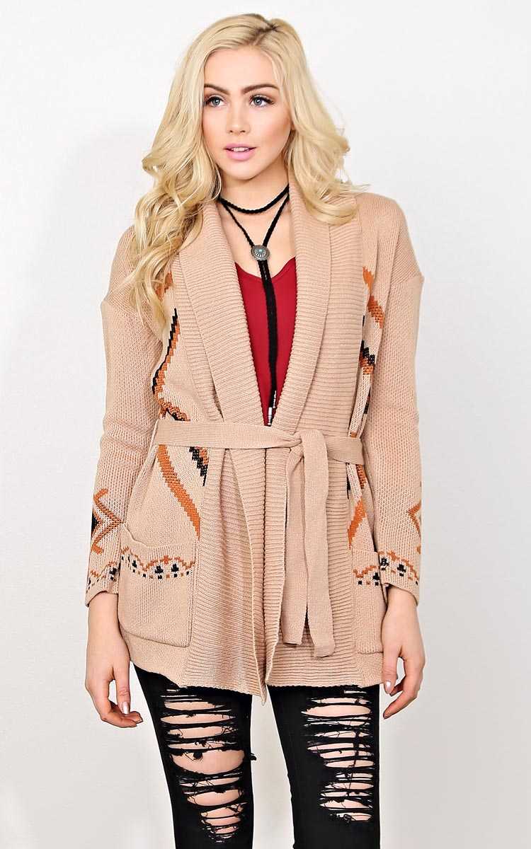 Hot Temper Sweater Knit Wrap - - Taupe Combo in Size by Styles For Less