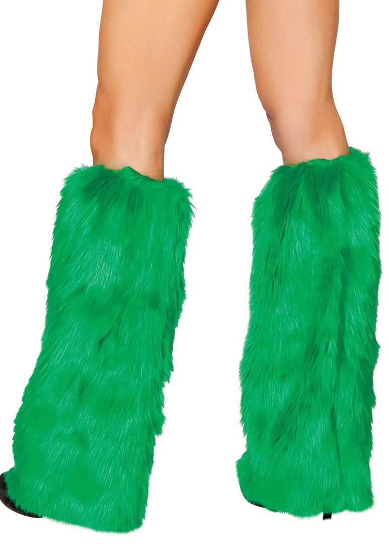 Hunter Green Faux Fur Leg Warmers Costume Accessory