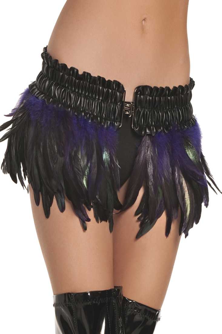 Purple Feather Mini Skirt Sexy Costume