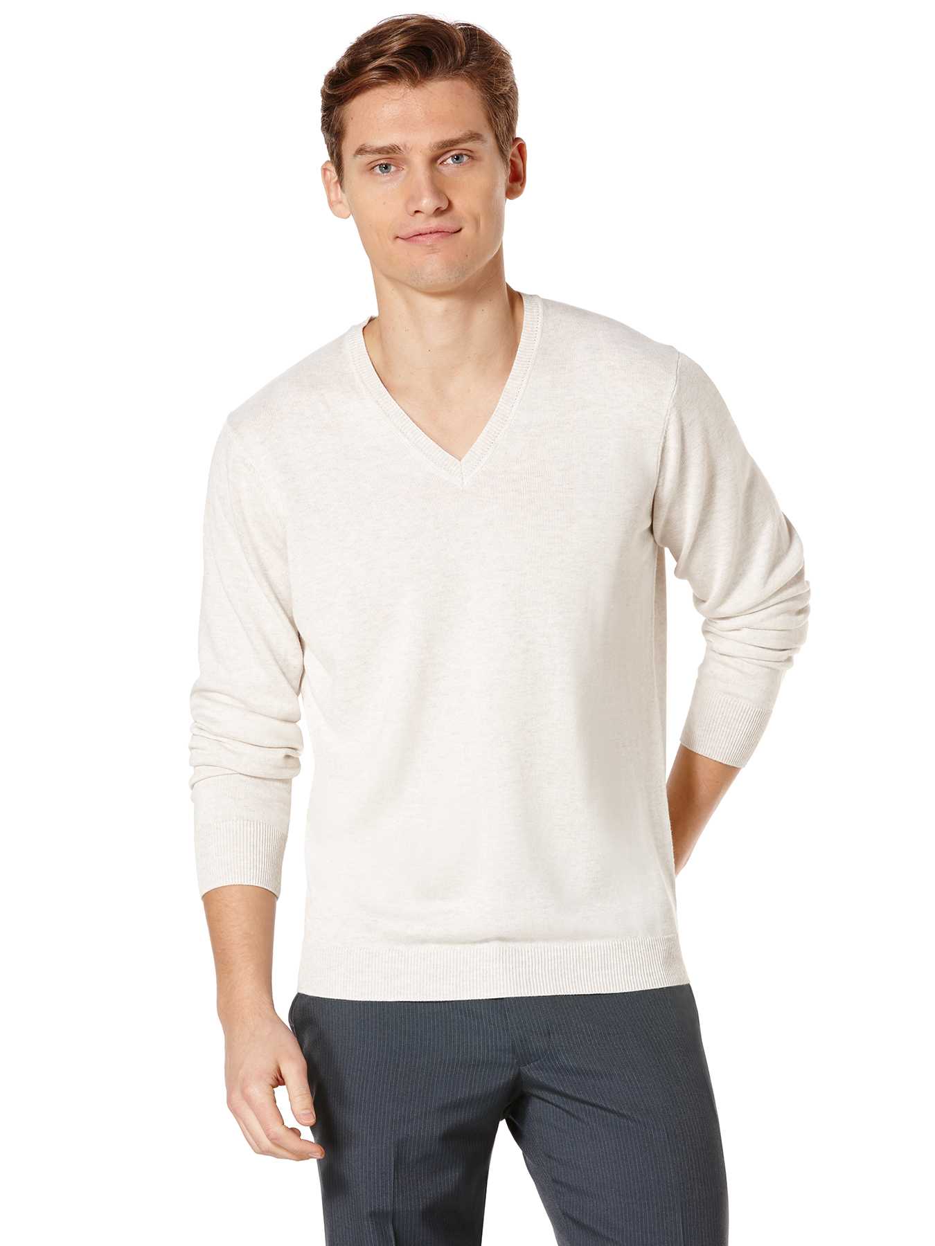 Perry Ellis Long Sleeve Solid V-Neck Sweater