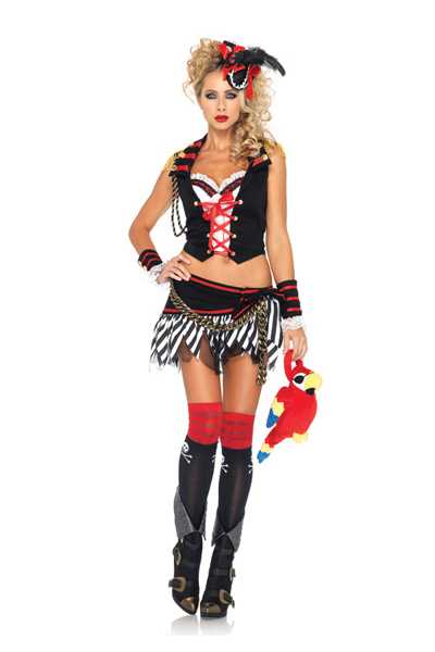 Black White 3 PC Plank Walking Pirate Costume