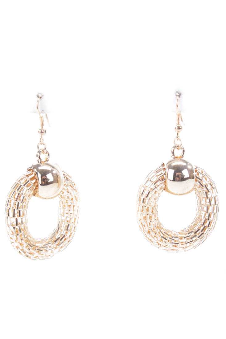 Gold High Polish Metal Mesh O-ring Earrings