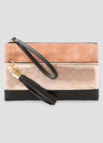 Colorblock Mixed Media Clutch