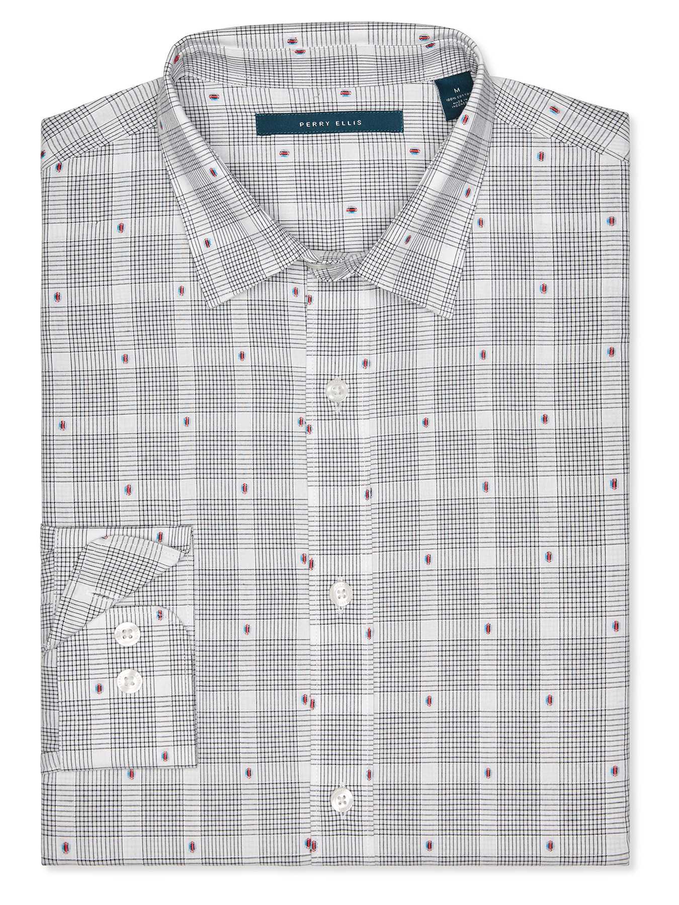 Perry Ellis Big and Tall Multi Color Dot Grid Shirt