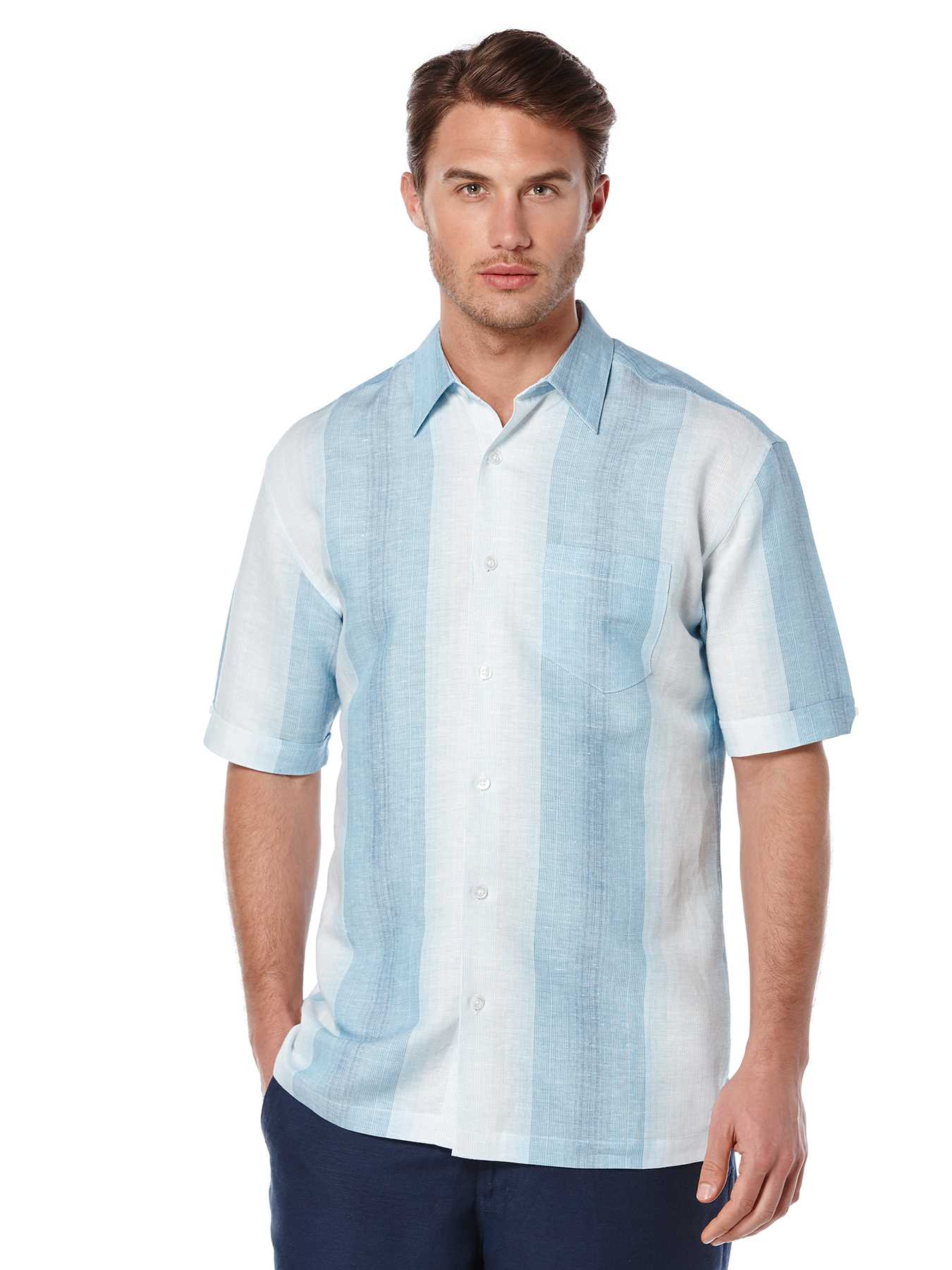 Cubavera Short Sleeve Stripe With Pocket