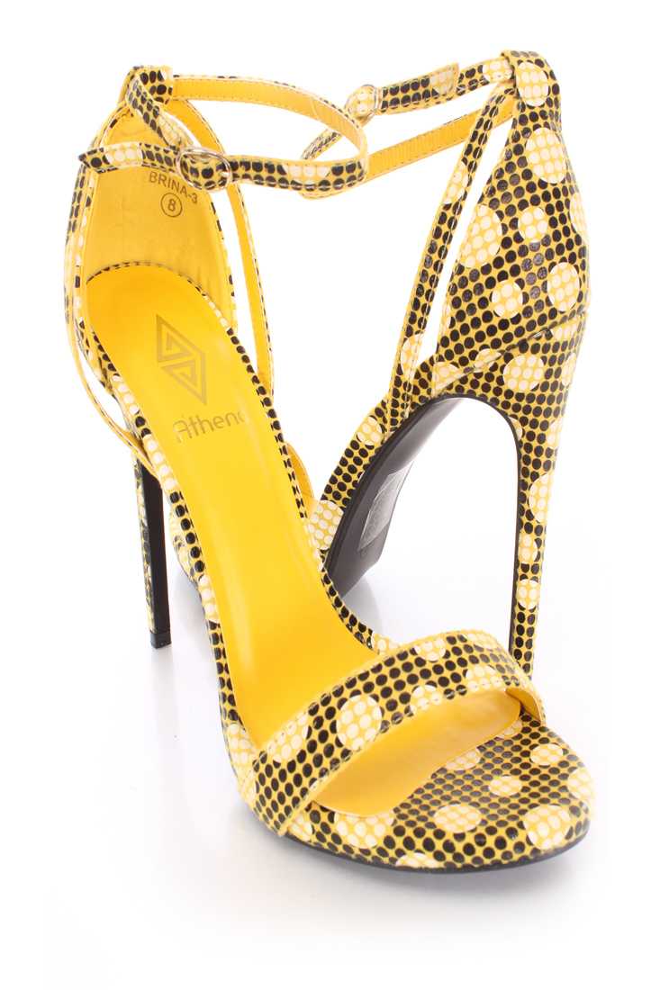 Yellow Polka Dot Pattern Single Sole Heels Fabric